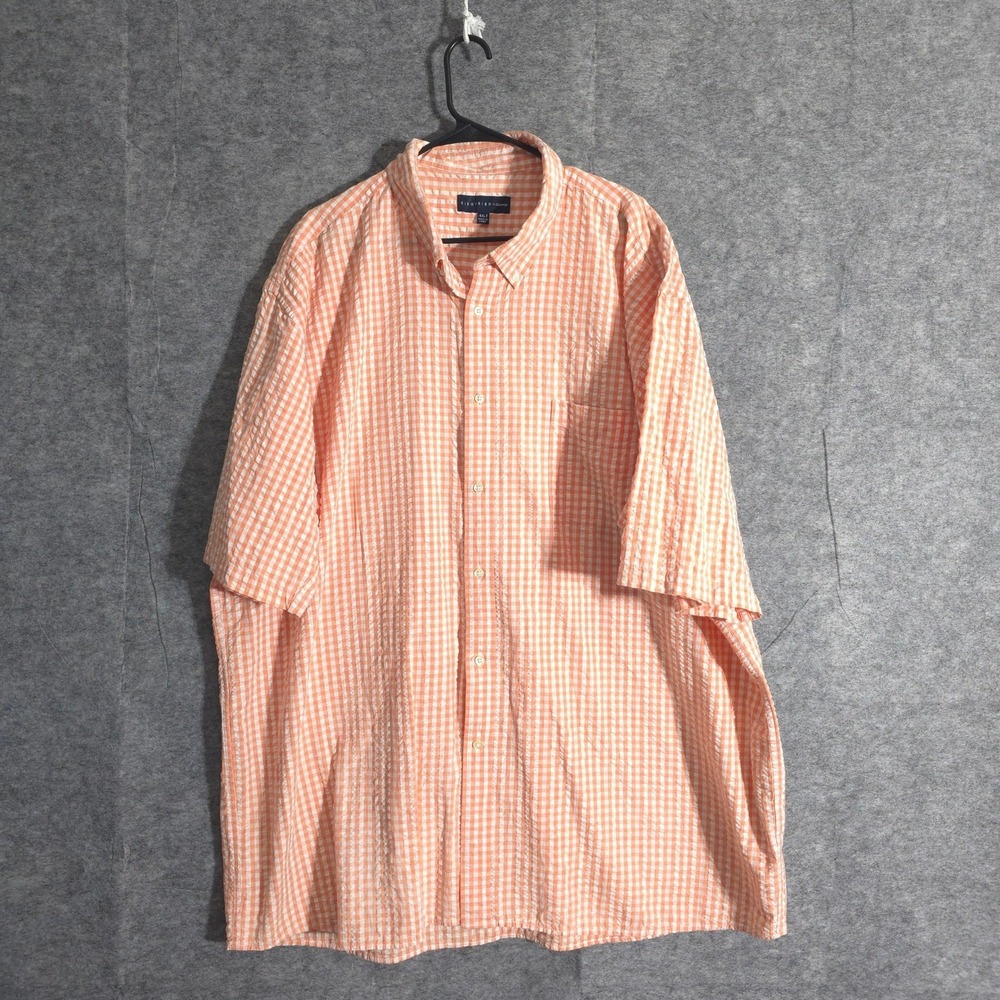 Siegfried & Company Seersuckers Button Up Shirt 4XLT Men's Gingham Short Sleeve